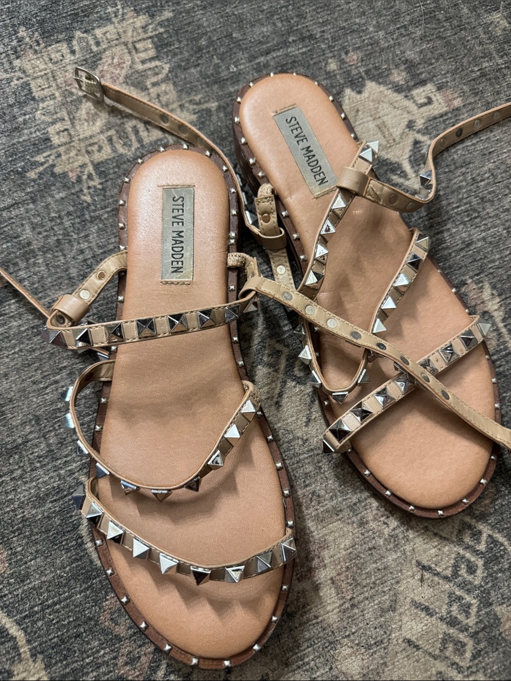 Steve Madden Tan Studded Strappy Gladiator Sandals